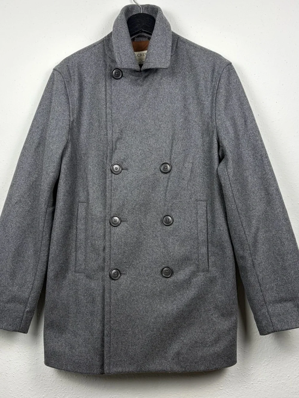 J.Crew Men’s Gray Wool Double Breasted Peacoat Size S